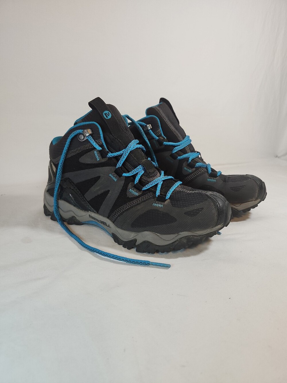 Womens Merrell Grassbow Sport Mid-top Hiking boots Waterproof black teal 6.5